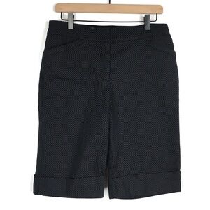 WHITE HOUSE BLACK MARKET Shorts Bermuda Knee Length Swiss Dots Minimalist Size 8